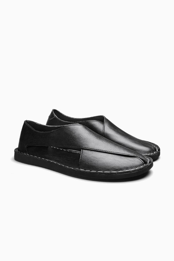 Herren Leder Sandalen Schwarz - Offen, bequem für den Sommer