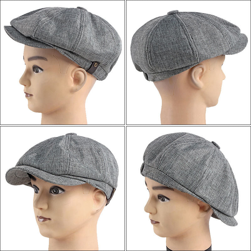 Hat : Cap Heren Zwart - Herencap van Retro Linnen voor Luchtige Lente - En Zomeroutfits in