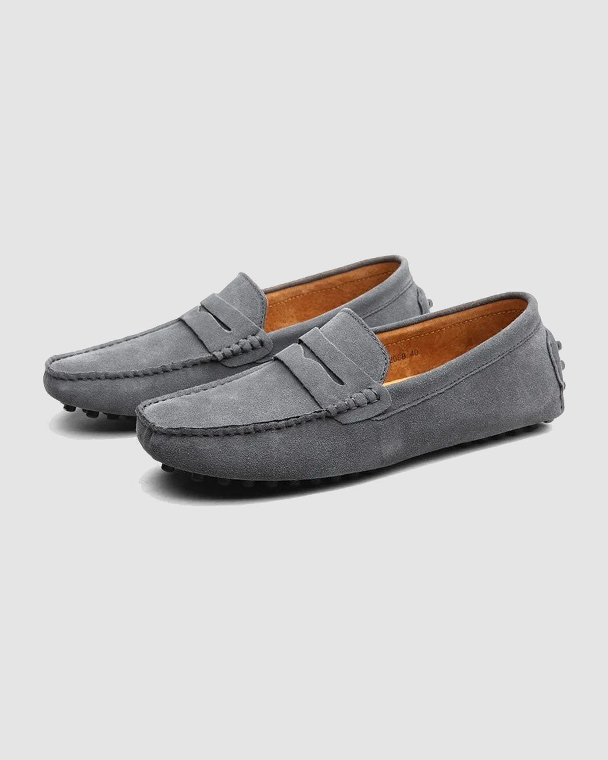 Herren Mokassins aus Wildleder, Penny-Loafer in Grau