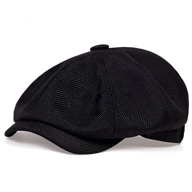 Hat : Cap Heren Zwart - Herencap van Retro Linnen voor Luchtige Lente - En Zomeroutfits in
