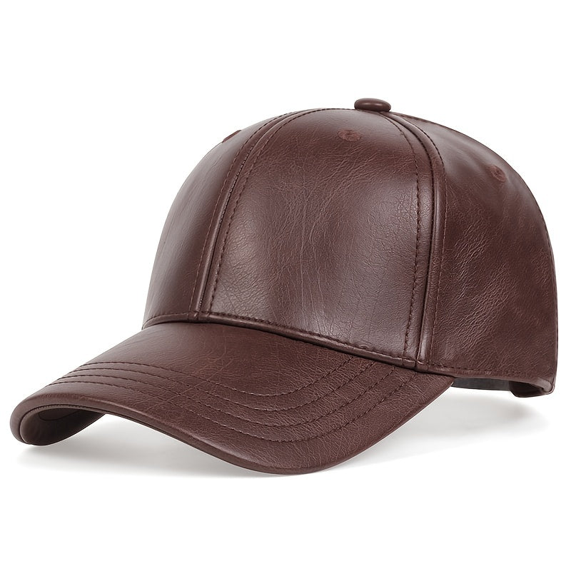 Baseball Cap : PU-Leren Baseballpet voor Heren, Ideale Keuze Geschenken Leer - Zwart in