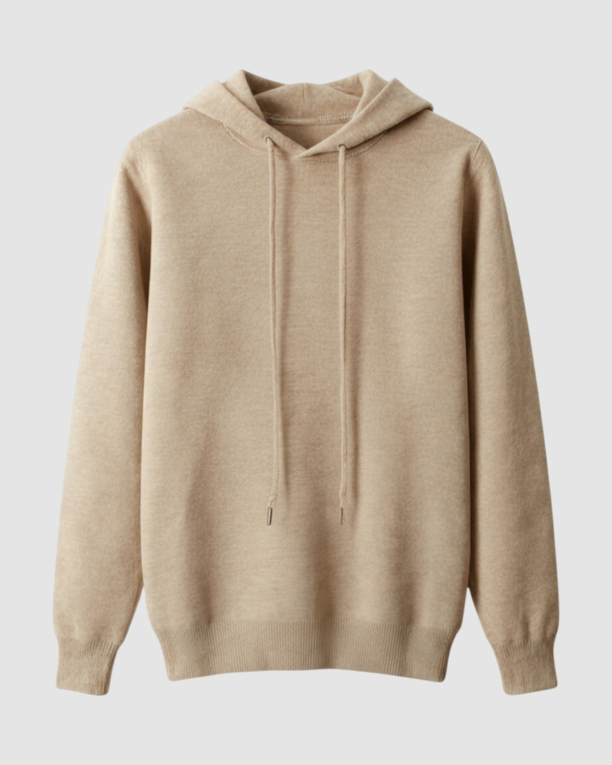 Herren Hoodie aus Merinowolle mit Kapuze in Beige
