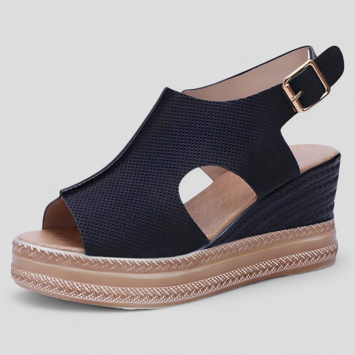 Damen Sandalen Plateau Kunstleder