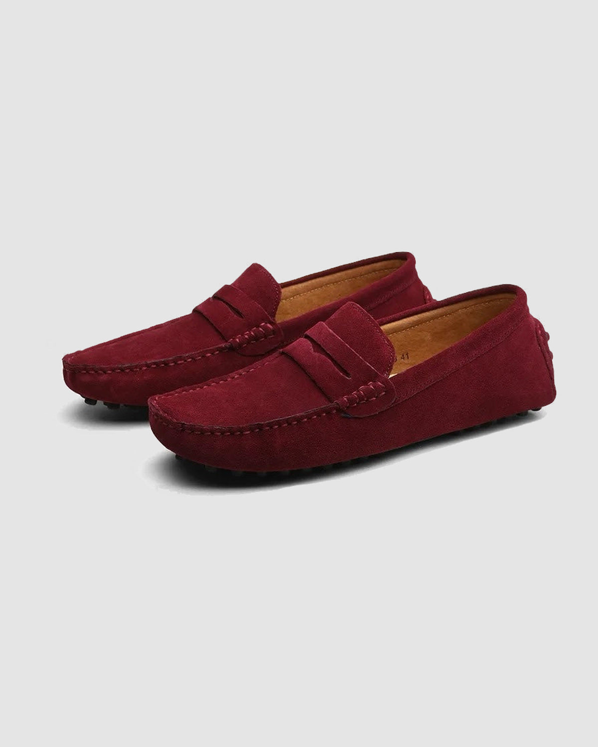Herren Mokassins aus Wildleder, Penny-Loafer in Weinrot
