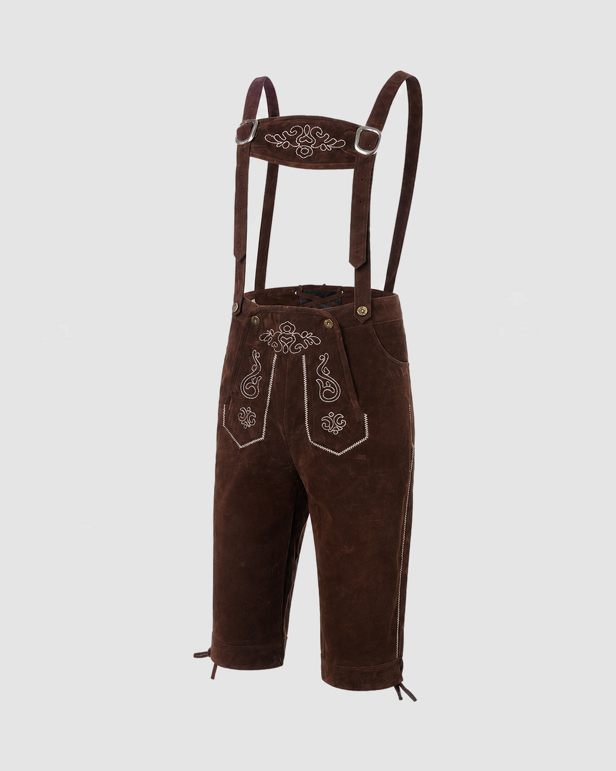 Herren Kniebundhose aus Wildleder mit Stickerei in Braun