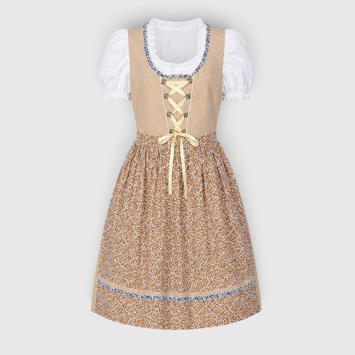 Dirndl mit Spitzenbluse und Schürze