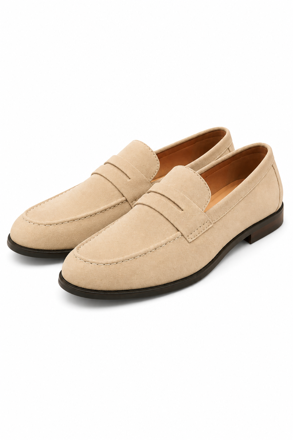 Herren Penny Loafer Beige – Velours-Optik