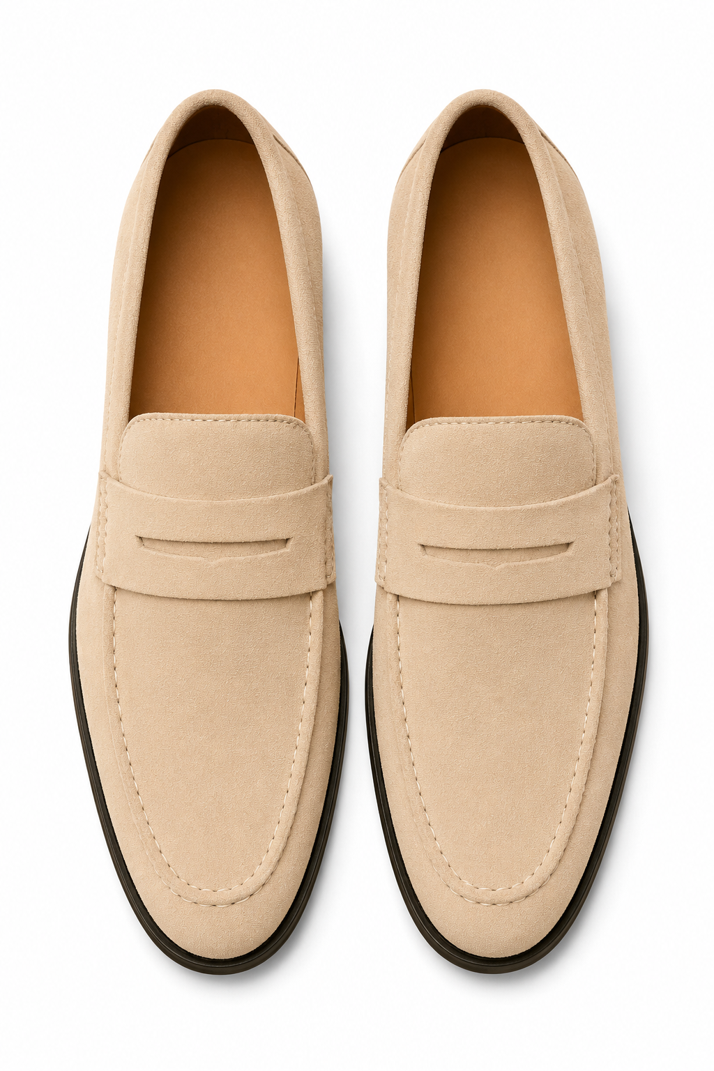 Herren Penny Loafer Beige – Velours-Optik