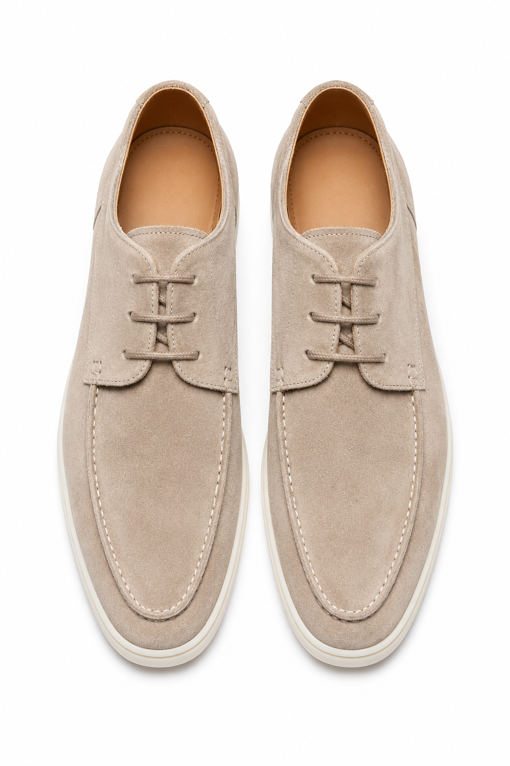Herren Derby Schnürschuhe Beige – U-Naht Design