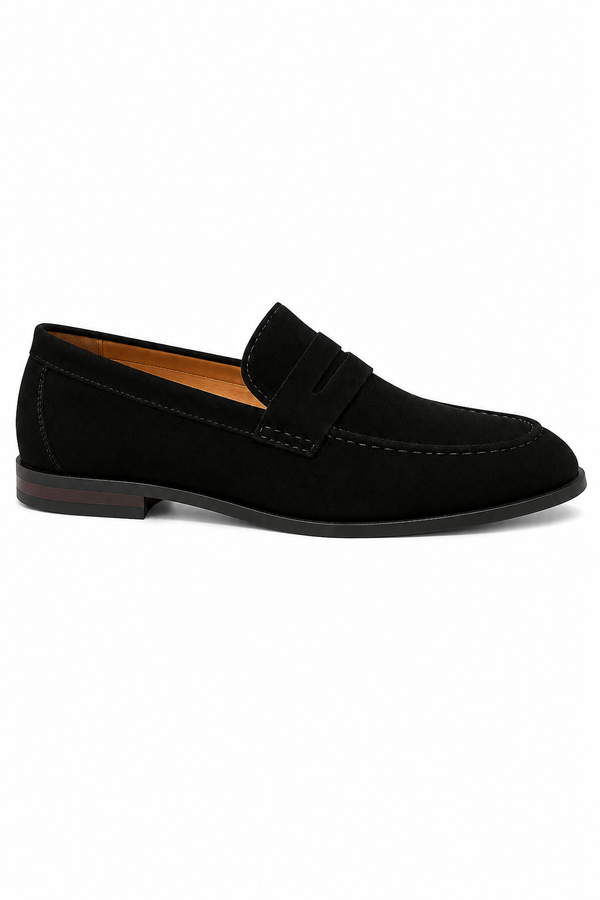 Herren Penny Loafer Schwarz – Velours-Optik
