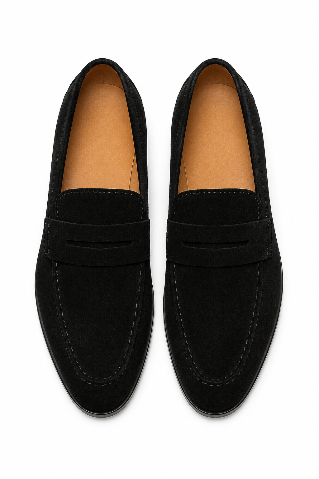 Herren Penny Loafer Schwarz – Velours-Optik