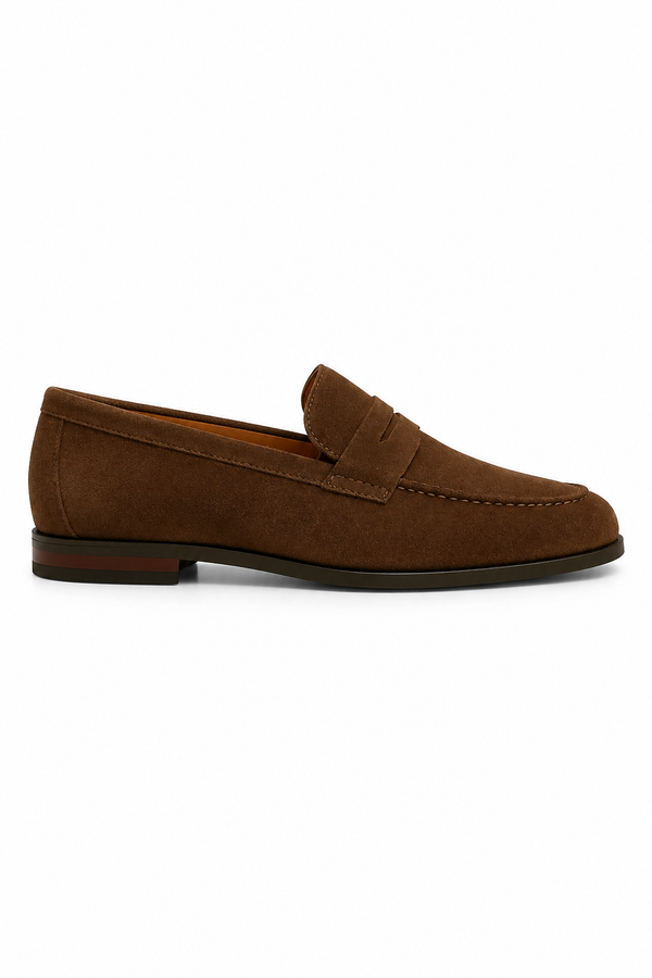 Herren Penny Loafer Braun – Velours-Optik