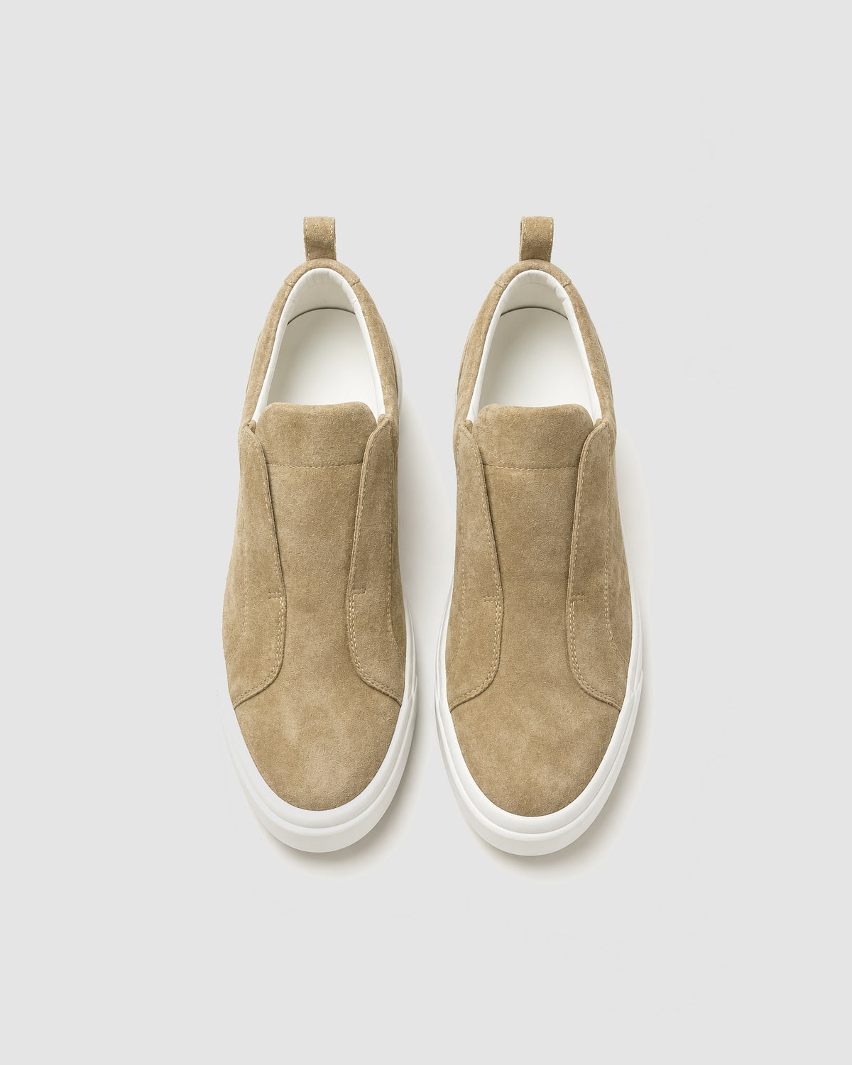 Herren Slipper aus Wildleder mit weißer Sohle – Beige, Bild 4
