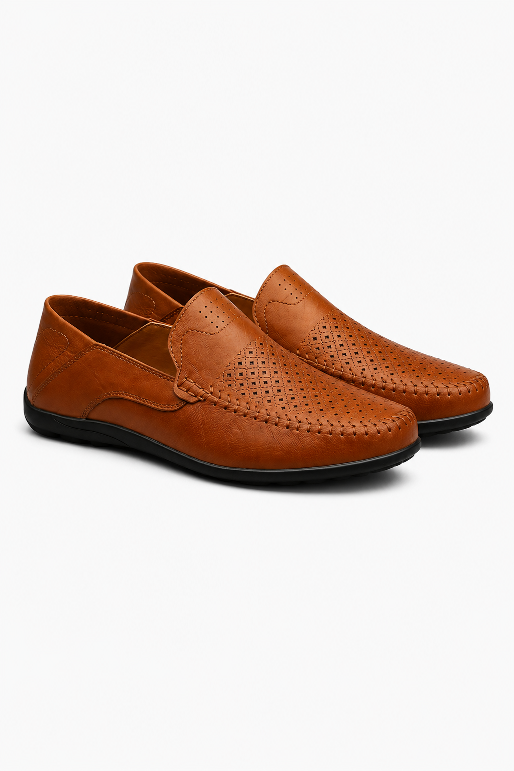 Herren Loafer Slip-On Sommerschuhe Atmungsaktiv Braun