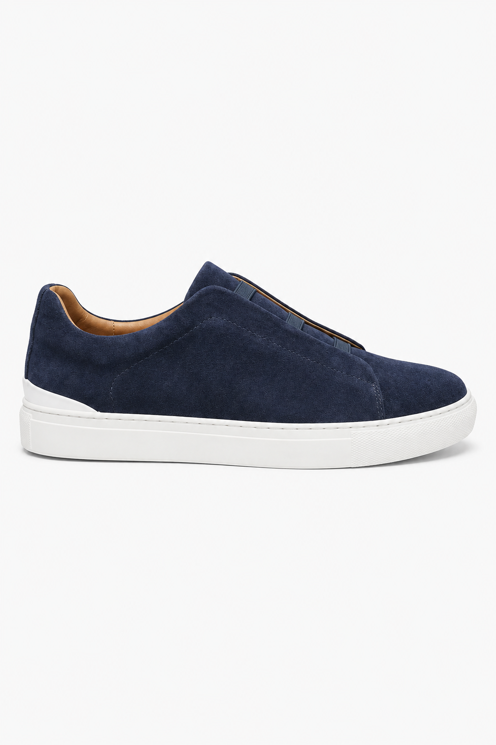 Herren Slip-On Sneaker mit Kontrastsohle - Weiß & Marineblau