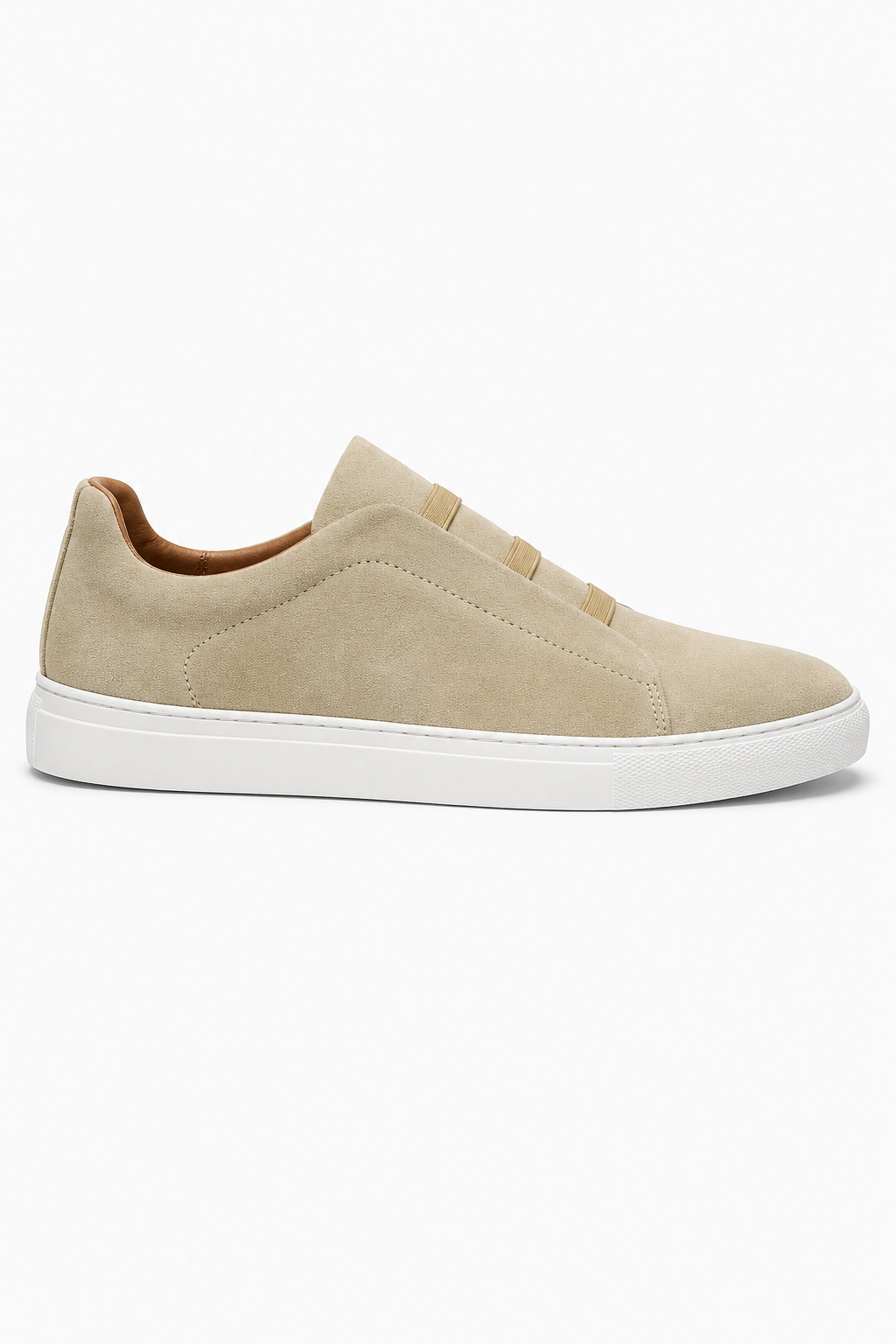 Herren Slip-On Sneaker in Khaki mit weißer Kontrastsohle