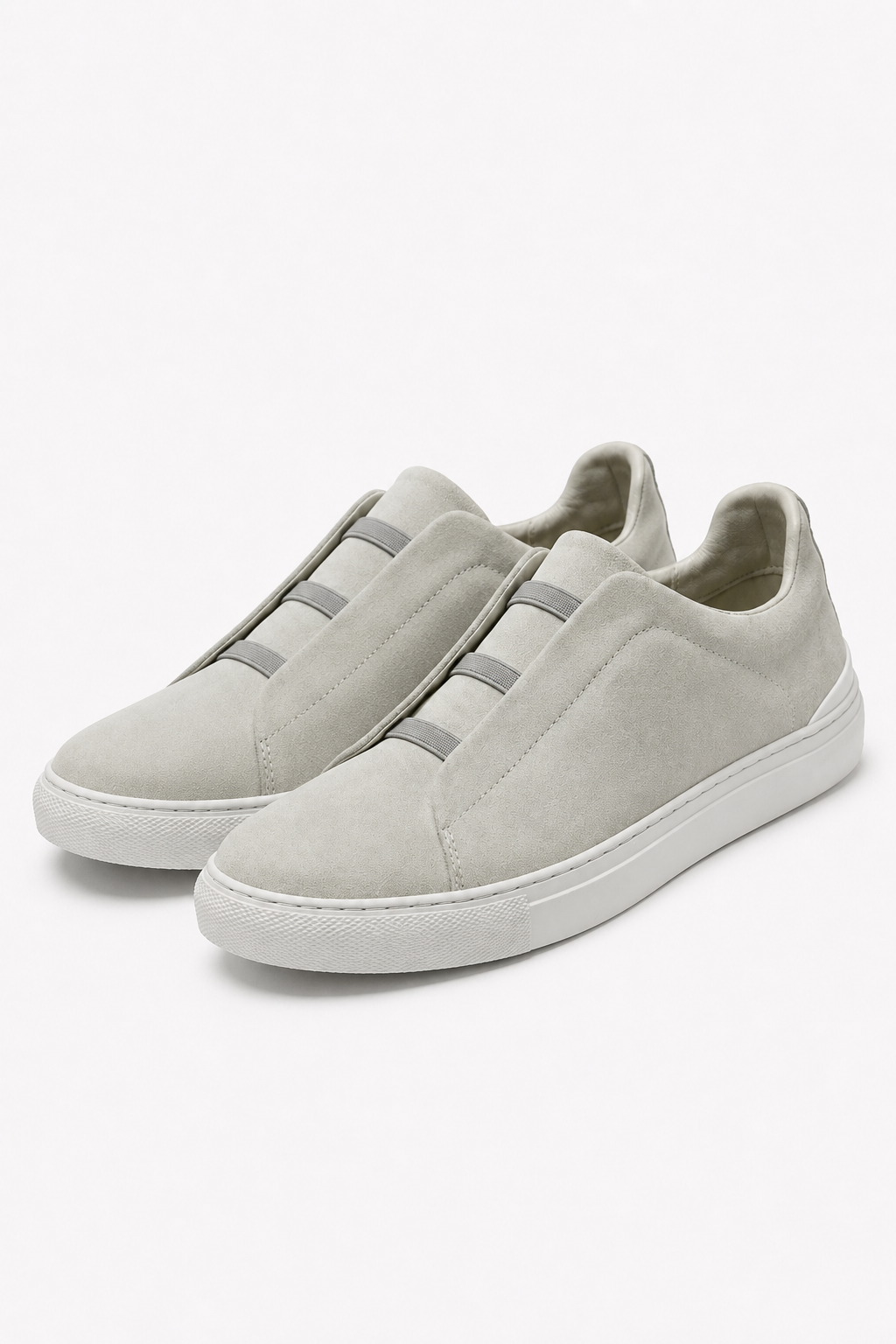Herren Slip-On Sneaker in Grau mit weißer Kontrastsohle