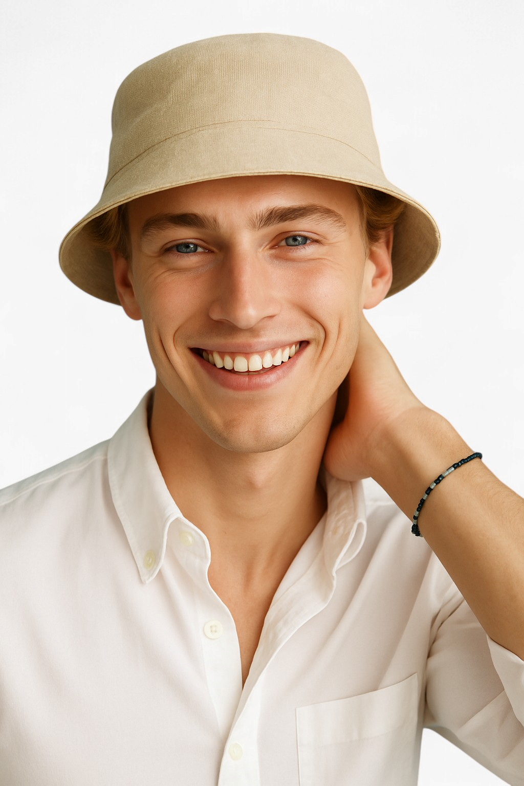 Luca | Herre Bucket Hat af Linned i Beige - - Luca | Herre Bucket Hat af Linned i Beige - €25