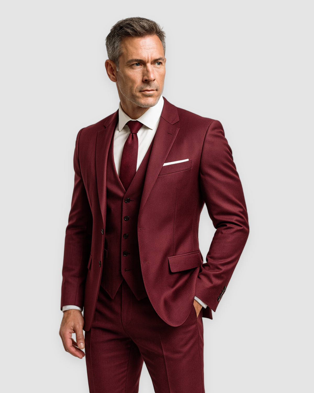 Herren Anzug Slim Fit, dreiteilig in Rot