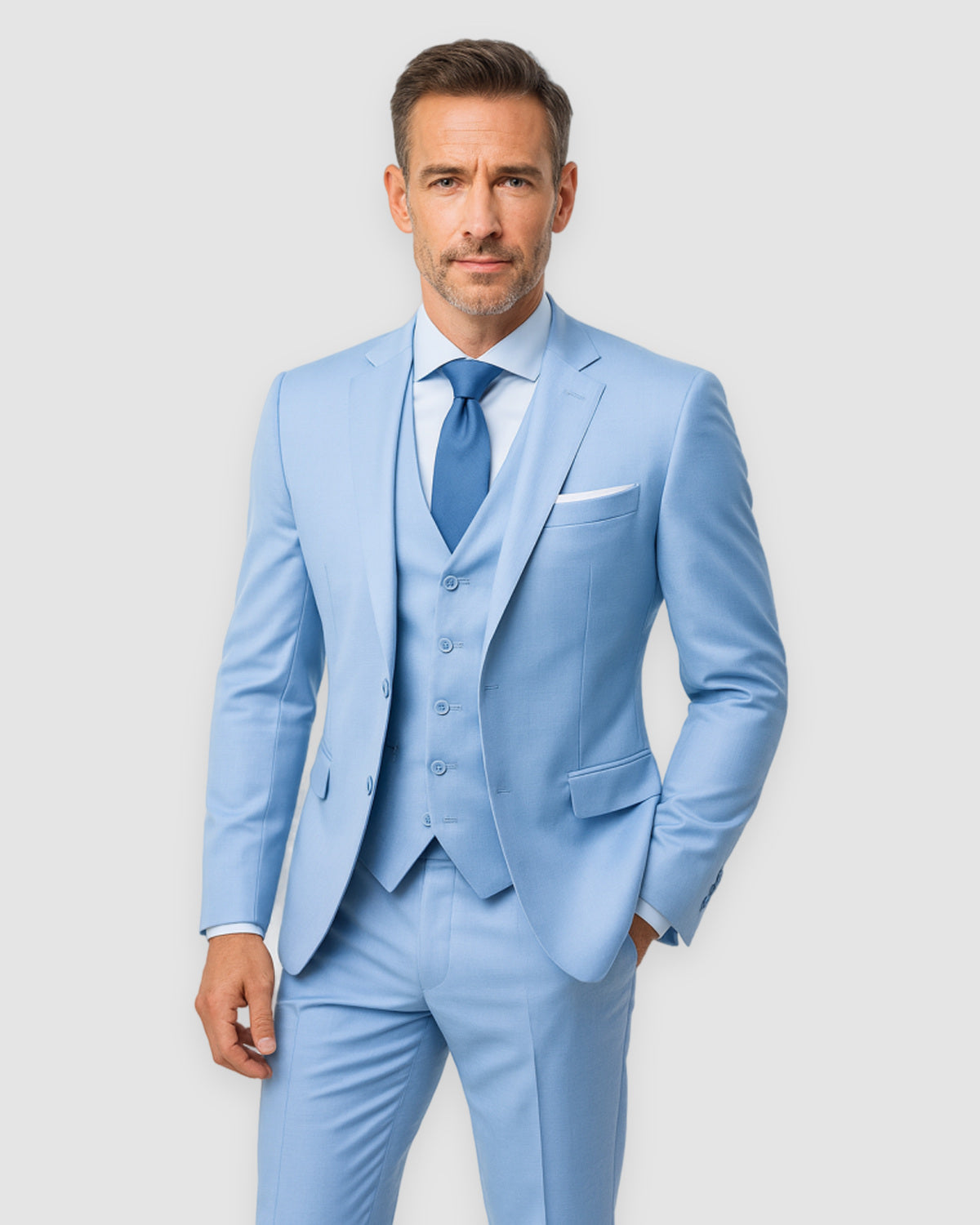 Herren Anzug Slim Fit, dreiteilig in Hellblau