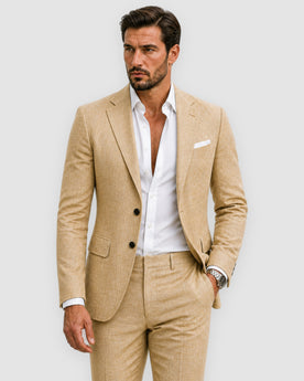 Herren Anzug aus Polyester, zweiteilig in Khaki