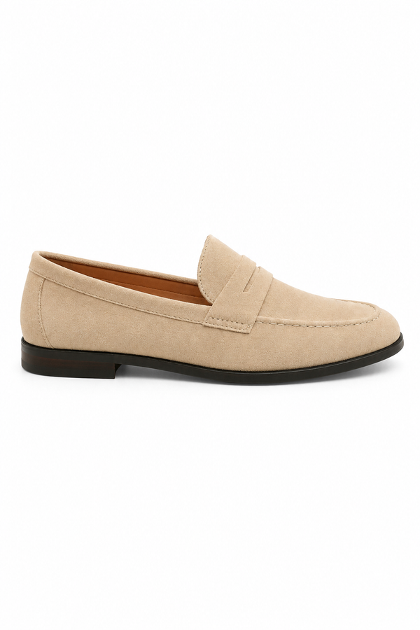 Herren Penny Loafer Beige – Velours-Optik