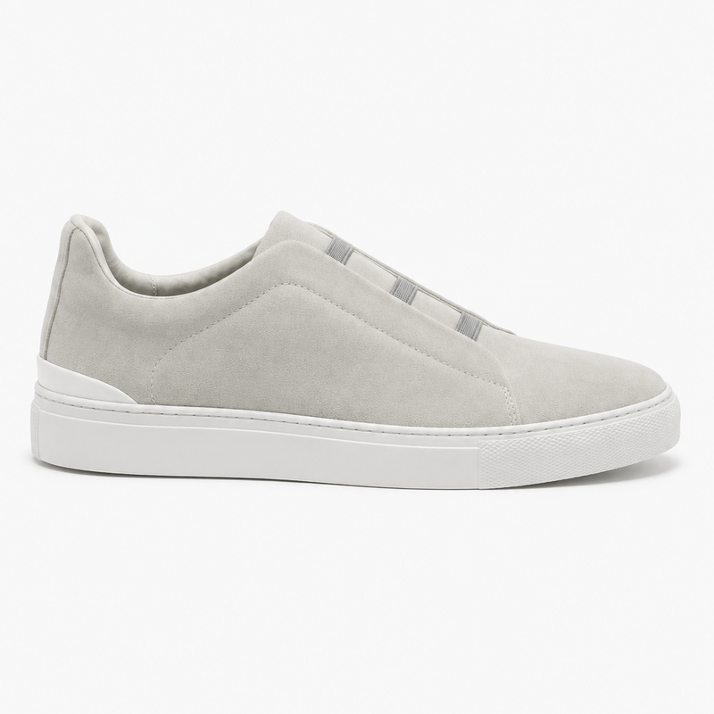 Herren Slip-On Sneaker in Grau mit weißer Kontrastsohle