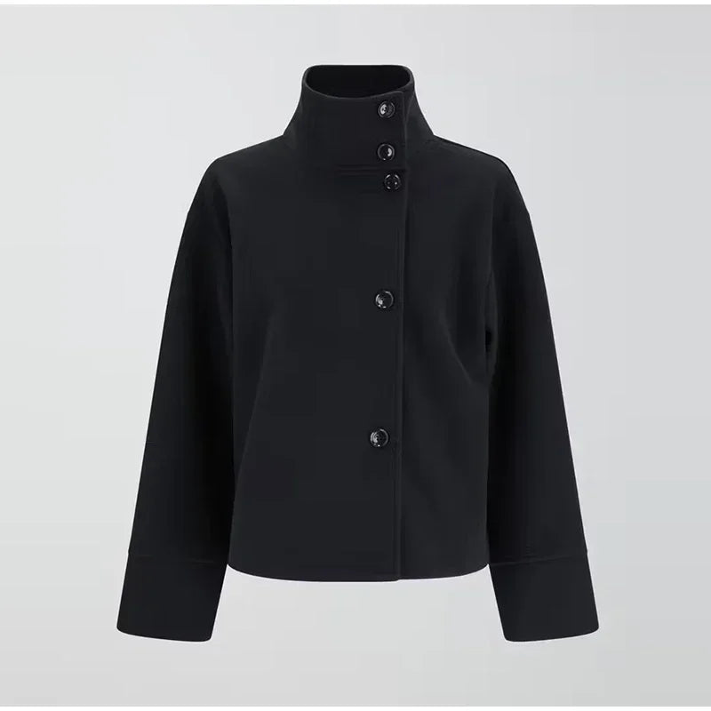 Damen Kurze Herbstjacke mit elegantem Kragen und Knopfverschluss