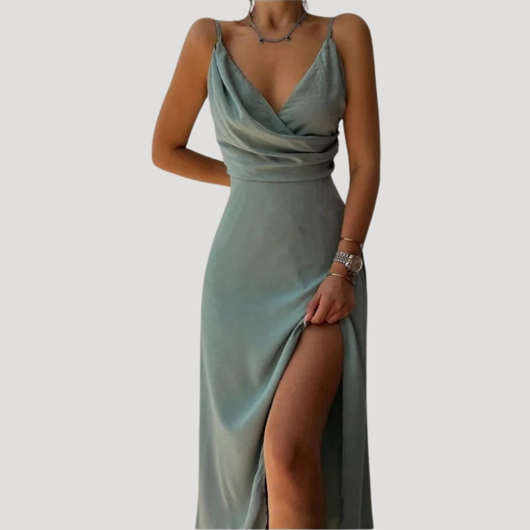 Women's Slit Maxi Dress - Wedding Guest Evening Dress