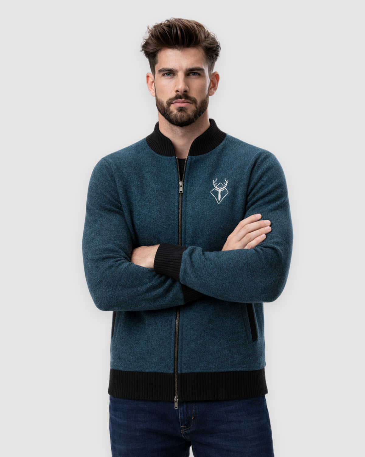 Herren Strickjacke mit Zip aus 100% Merinowolle, Bild 1