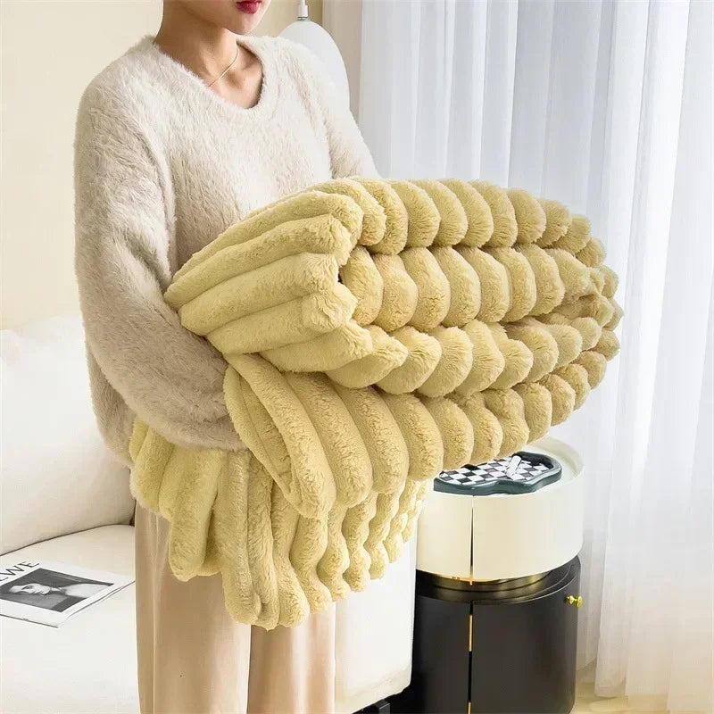 Dicke Plüsch-Kuscheldecke Ultra Weich Warm für Sofa und Bett