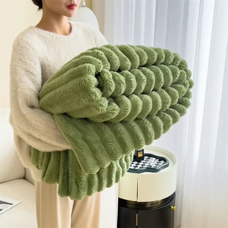 Dicke Plüsch-Kuscheldecke Ultra Weich Warm für Sofa und Bett