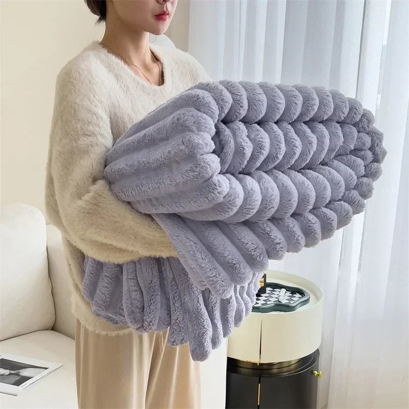 Dicke Plüsch-Kuscheldecke Ultra Weich Warm für Sofa und Bett