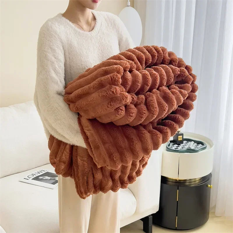 Dicke Plüsch-Kuscheldecke Ultra Weich Warm für Sofa und Bett