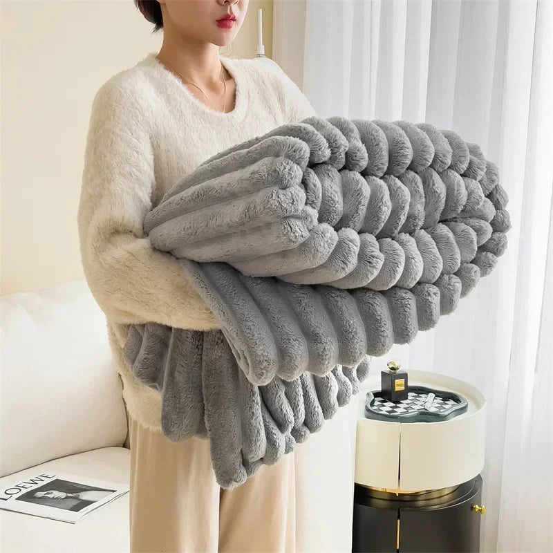 Dicke Plüsch-Kuscheldecke Ultra Weich Warm für Sofa und Bett