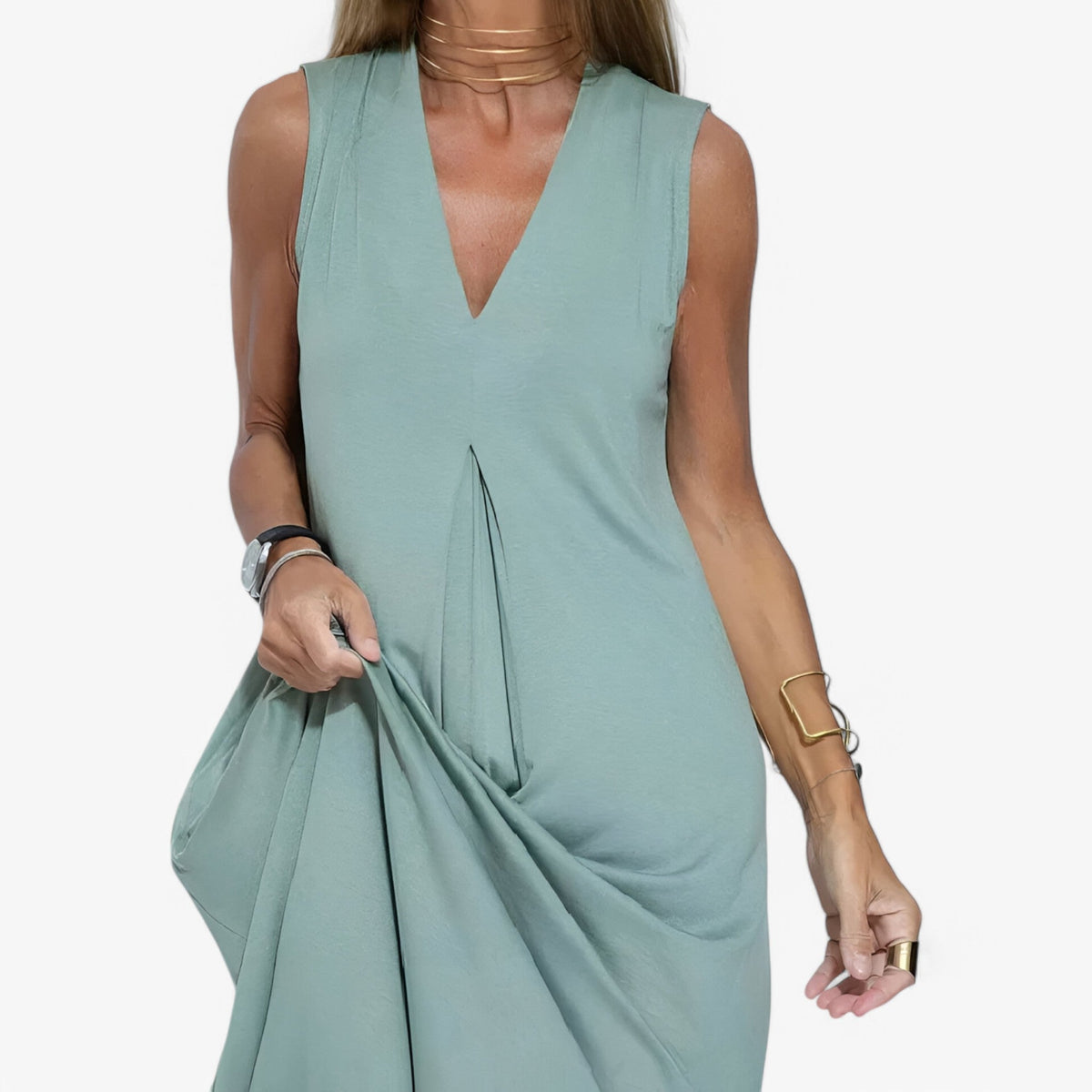 Damen Maxikleid Elegant Ärmellos