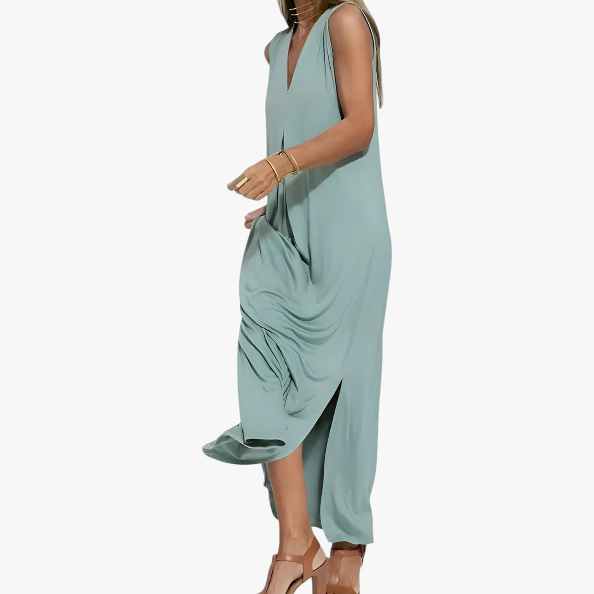 Damen Maxikleid Elegant Ärmellos