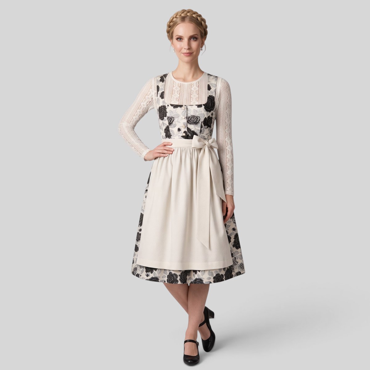 Dirndl Kurzarm mit Blumenmuster