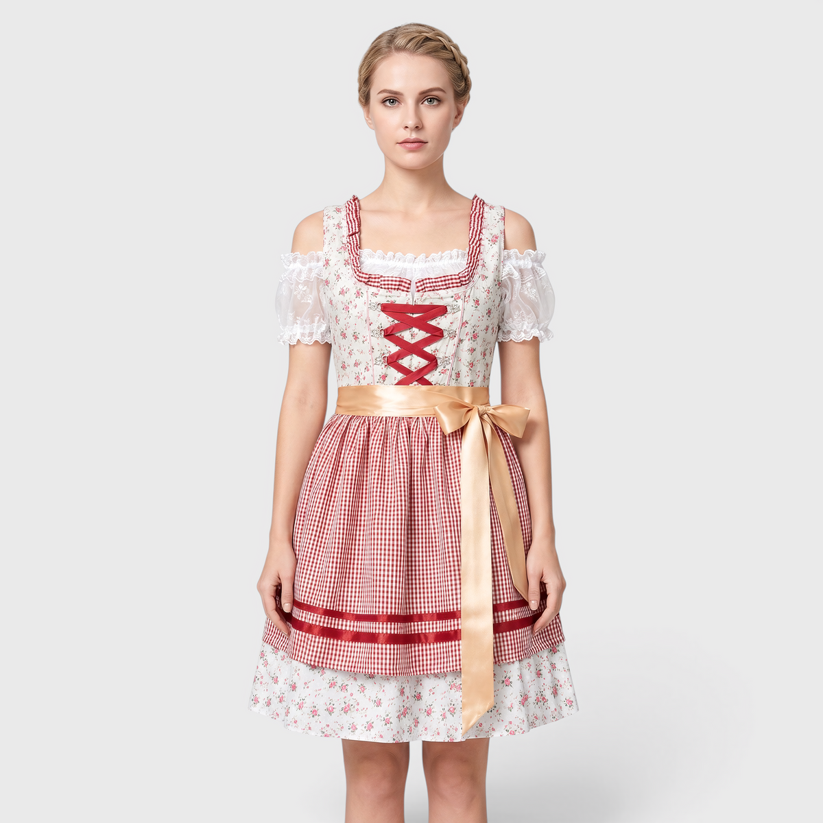 Trachtenkleid mit Korsettband und Schürze