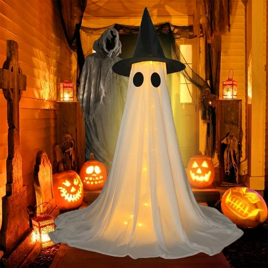 Leuchtendes Geist mit Hexenhut - LED Halloween Deko