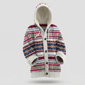Women's Hooded Knit Cardigan with Fair Isle Pattern
