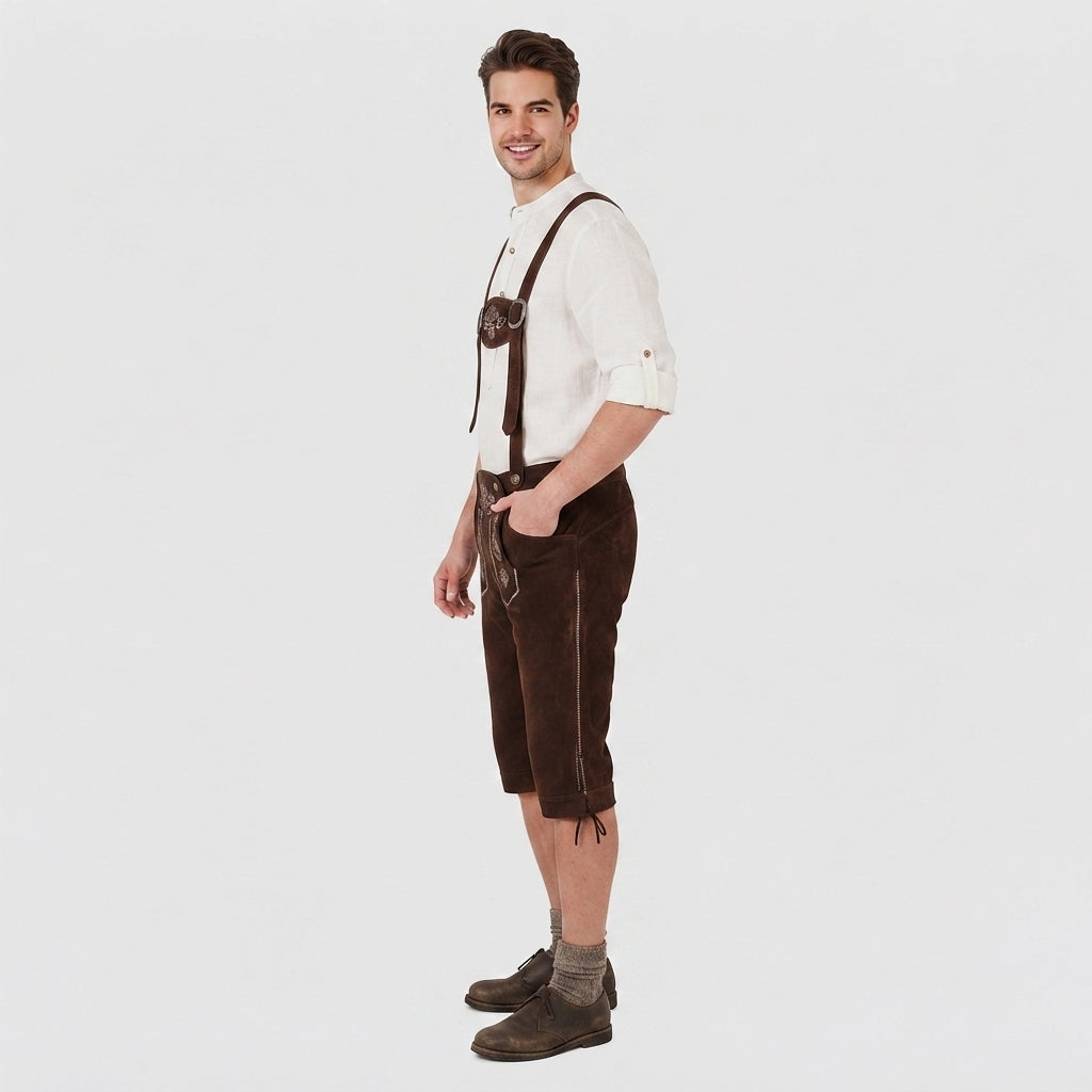 Herren Kniebundhose Wildleder mit Stickerei