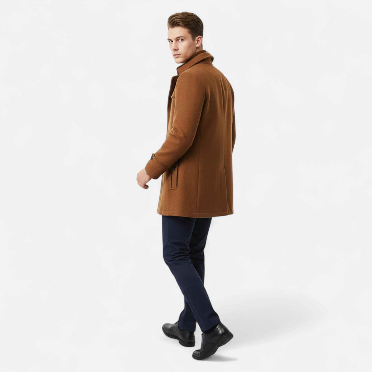 Herren Trenchcoat Wolle mit Doppelkragen
