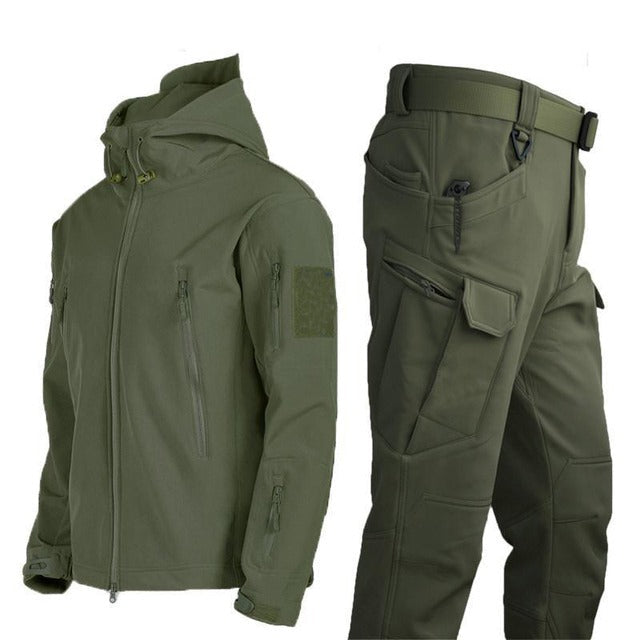 Herren Outdoor-Set - Gepolsterte Winterjacke mit Kapuze und Cargohose