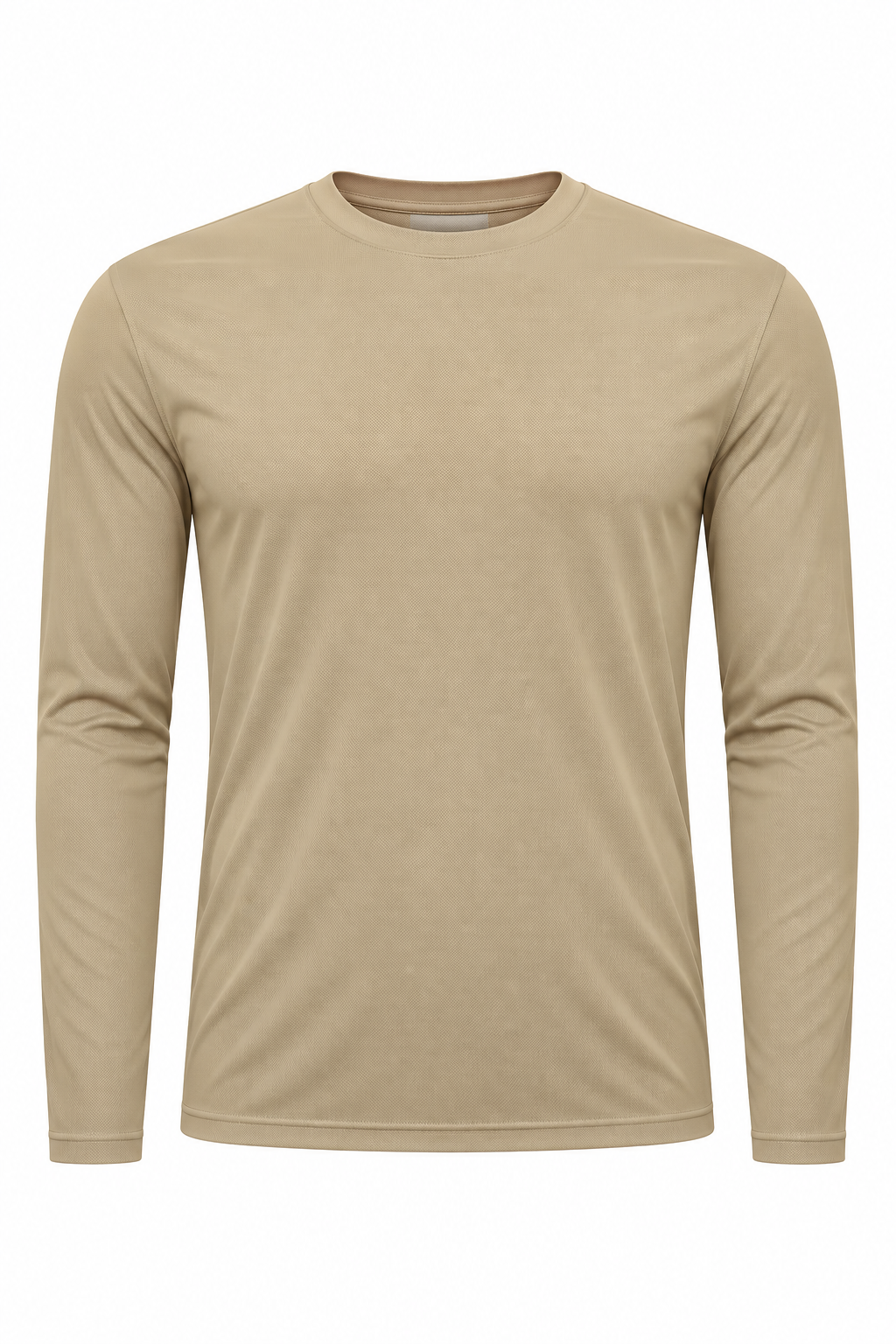 Herren-Longsleeve aus Polyester mit Rundhalsausschnitt in Desert Taupe