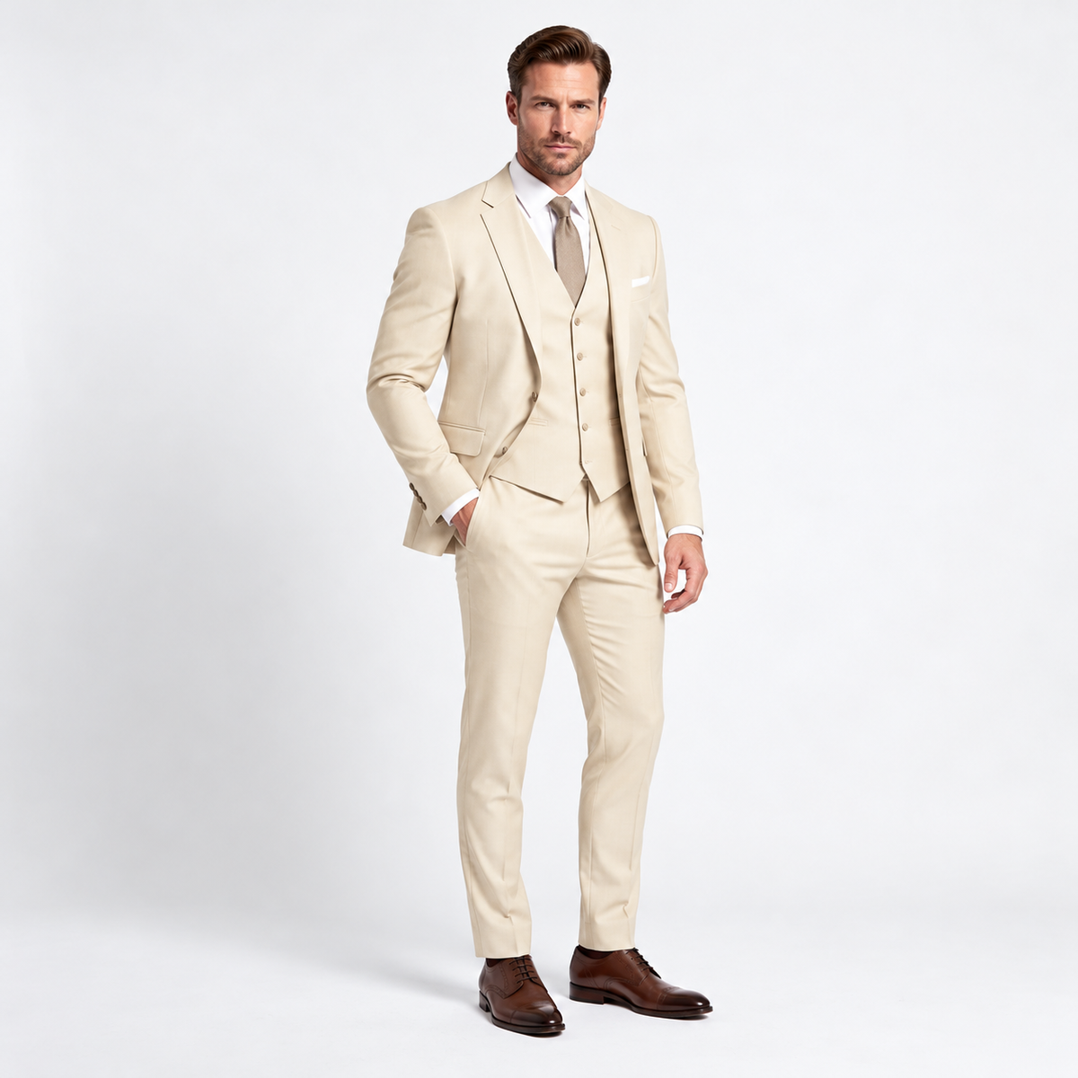 Herren Anzug Dreiteilig Slim Fit