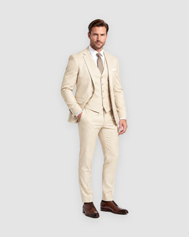Herren Anzug dreiteilig, Slim Fit in Beige