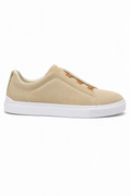 Herren Slip-On Sneaker in Khaki mit weißer Kontrastsohle