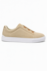 Herren Slip-On Sneaker in Khaki mit weißer Kontrastsohle