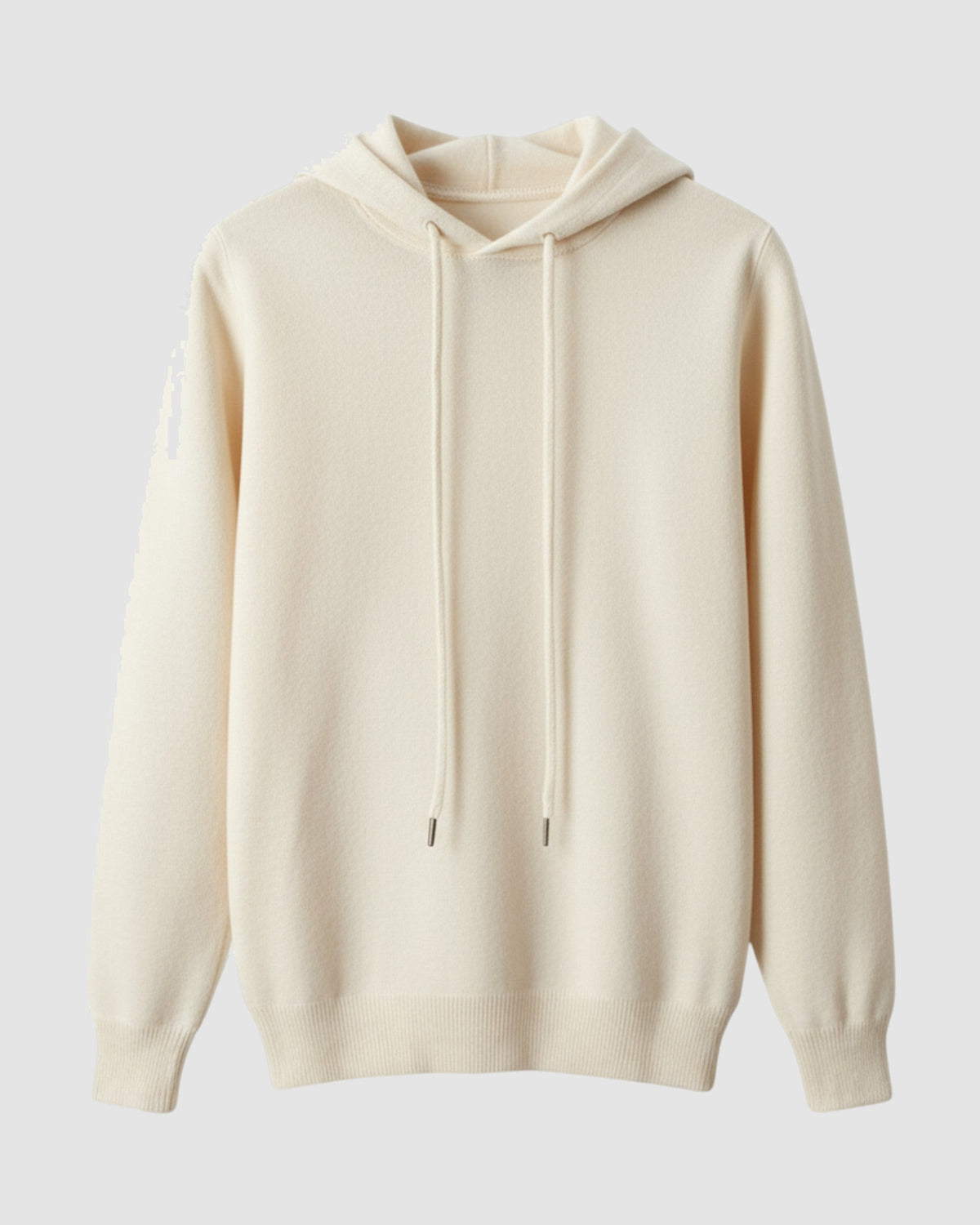 Herren Hoodie aus Merinowolle mit Kapuze in Elfenbein